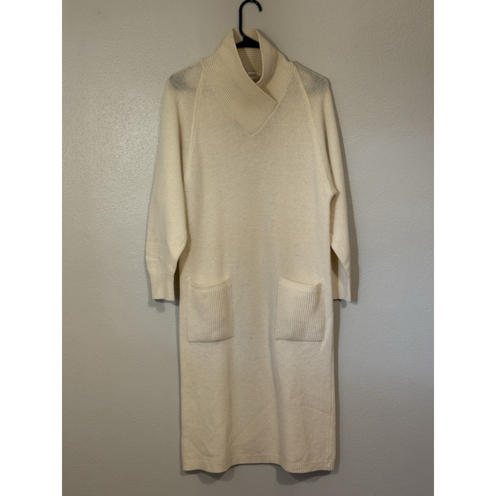 Vintage Outlander Lambswool Angora White Sweater Dress Size Large Winter